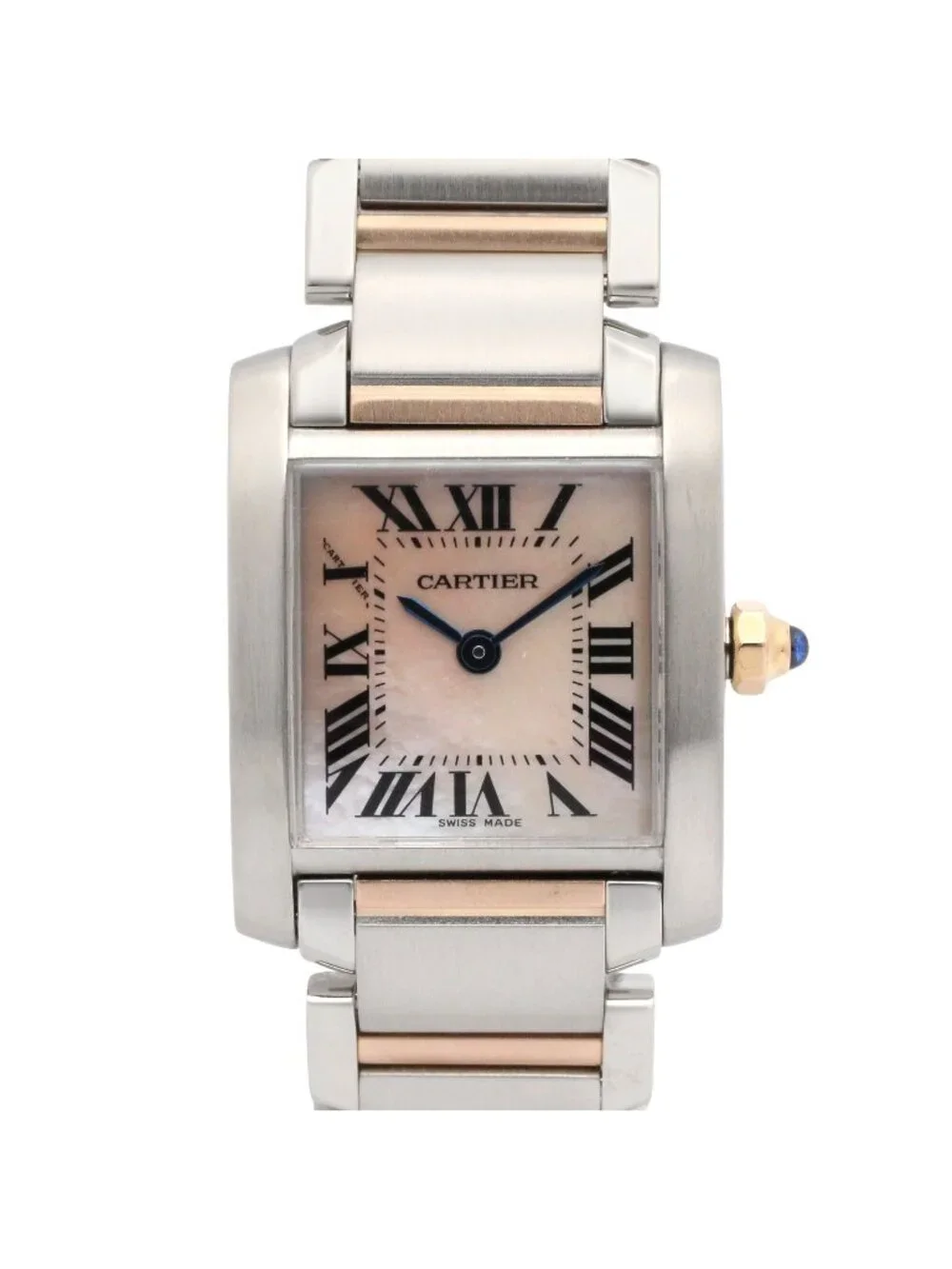 Cartier Watch Tank Francaise SM Pink Shell 18k Gold Stainless Steel